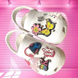Kids White Crocs with 10 Fun Charms